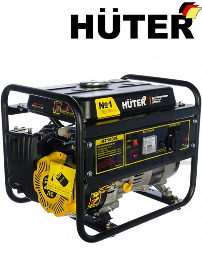 Бензиновый генератор HUTER HT1000L мощностью 1000 Вт, выходы - 220 В и 12 В